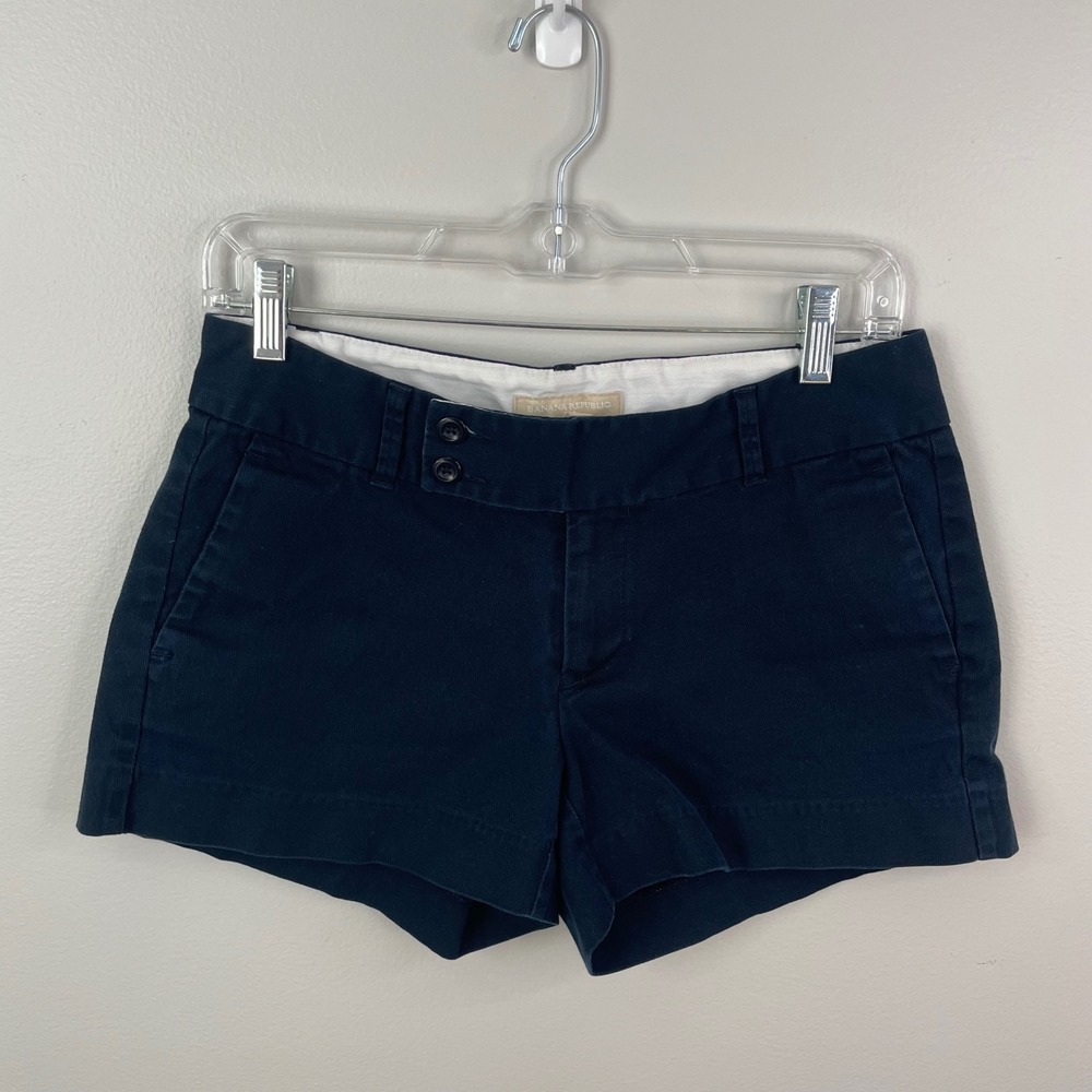 Banana‎ Republic Ryan Fit Navy Blue Chino Shorts Womens Size 4 Cotton Stretch
